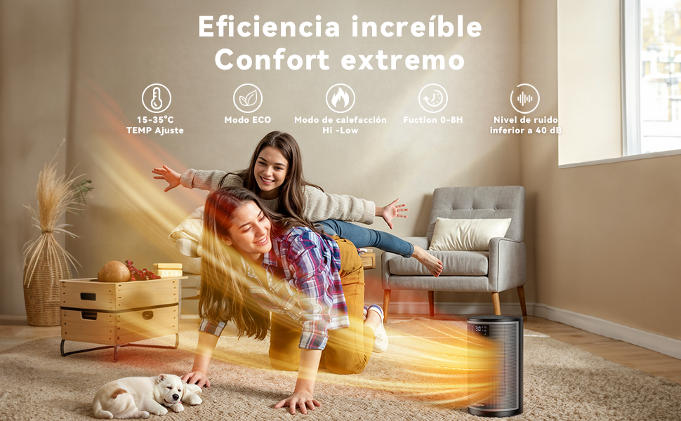Palinth 1500w es un calefactor con modo ECO que ajusta automáticamente la potencia.